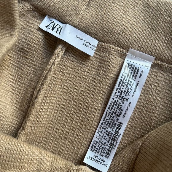 Zara Knit Crop Wide Leg Culottes Pants, Size M, Taupe/Beige - Pull On - Picture 2 of 2